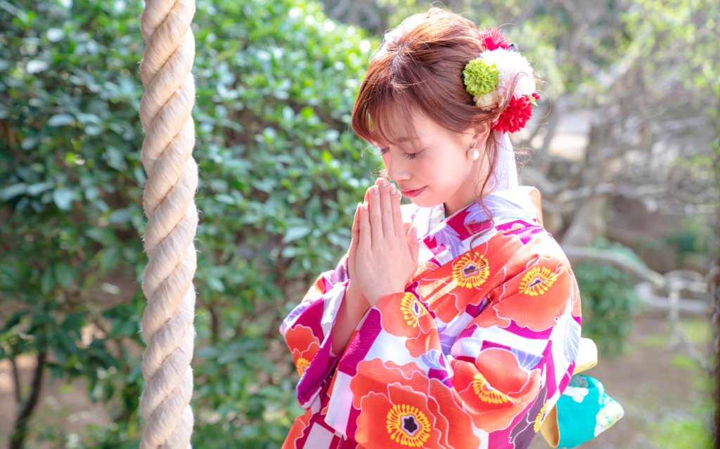 A woman celebrating Japanese Thanksgiving