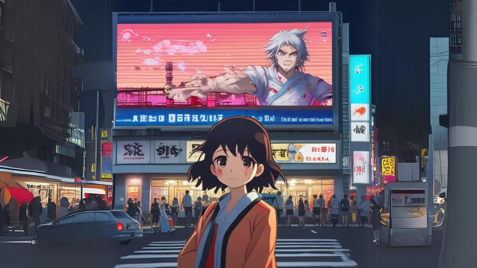 Illustrative anime scene depicting vibrant, engaging marketing campaign in Tokyo